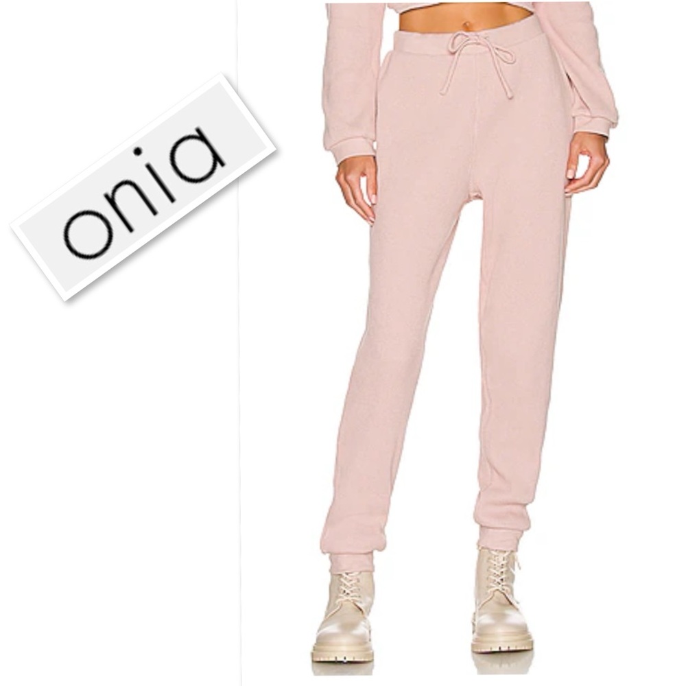 Onia Waffle Knit Jogger Drawstring Waist Jogger Sweatpants In Blush Size M/M